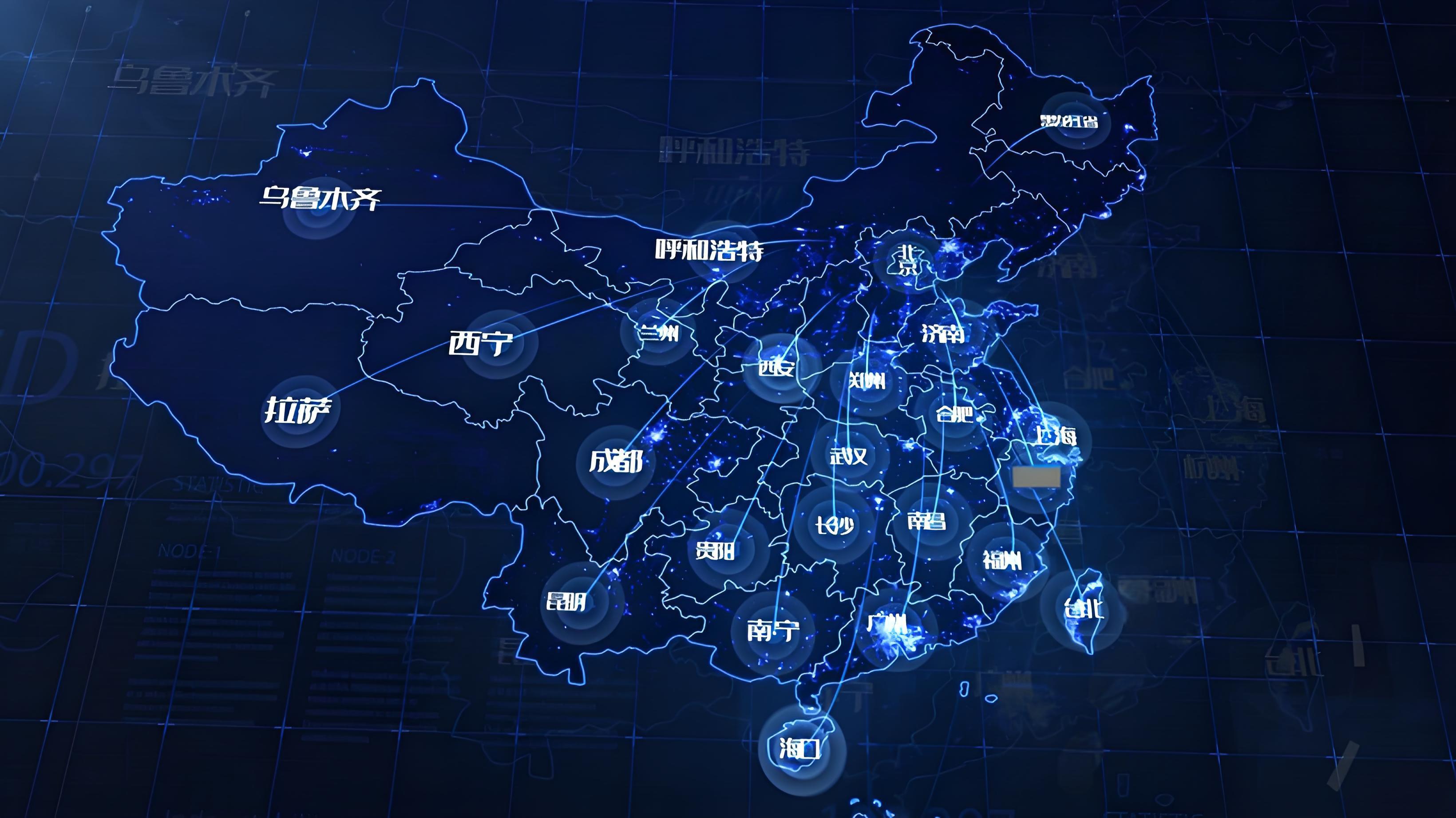 全国节点分布地图，展示核心节点与CDN边缘节点覆盖范围